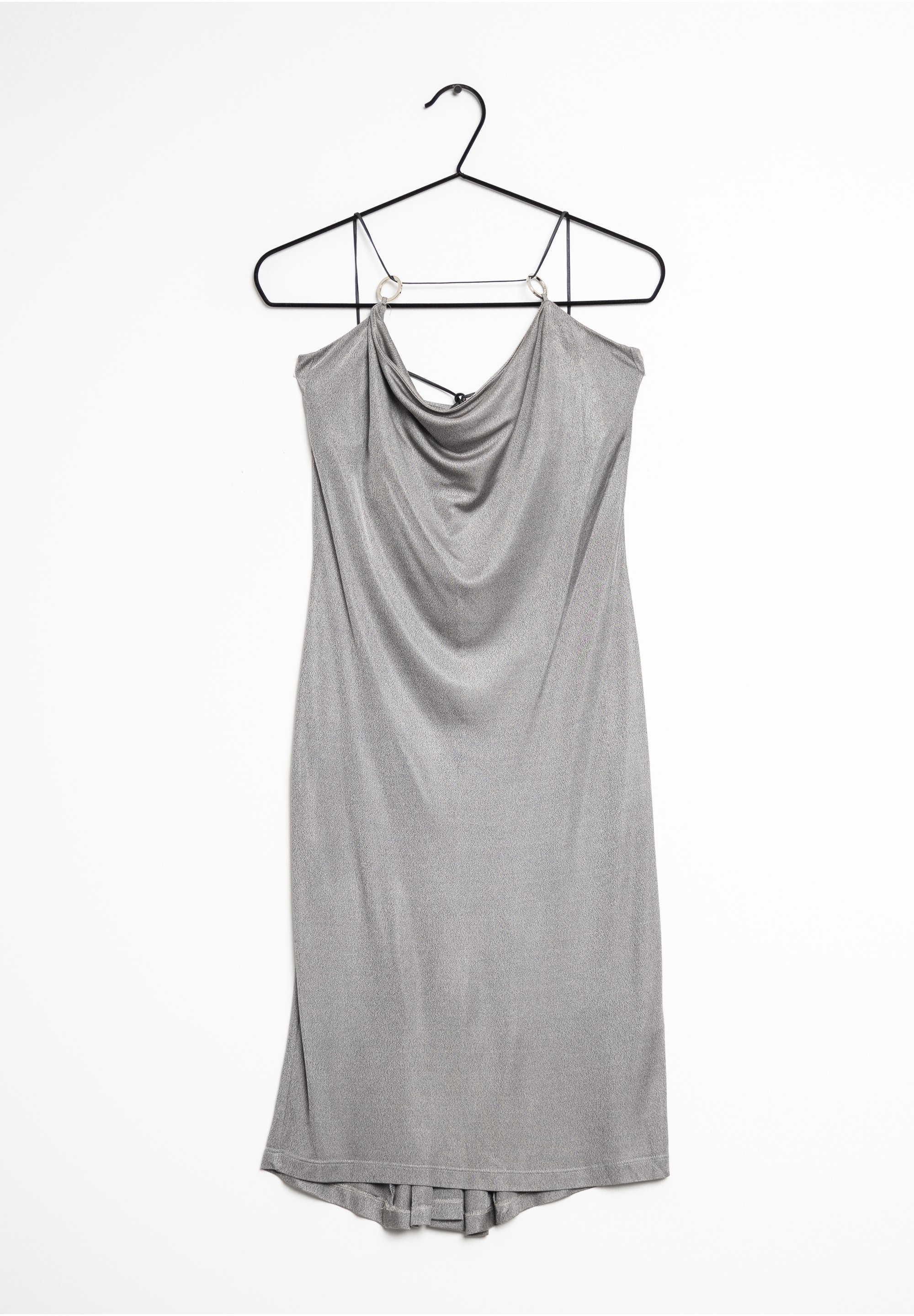 john richmond silver dress John Richmond Women's Dress S Silver Shiny Long Sleeves Collar Mini Fit