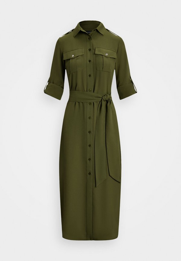 BELTED DOUBLE FACED GEORGETTE SHIRTDRESS - Shirt dress - olive grove4