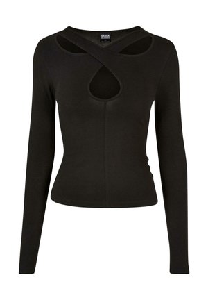 Musthave musta pikkade varrukatega särk, mis on valmistatud venivast kangast. Omab lõikekuju disaini koos auvärava elementi esiosas. Üksikasjalik istuvus koos õmbluse detailidega.