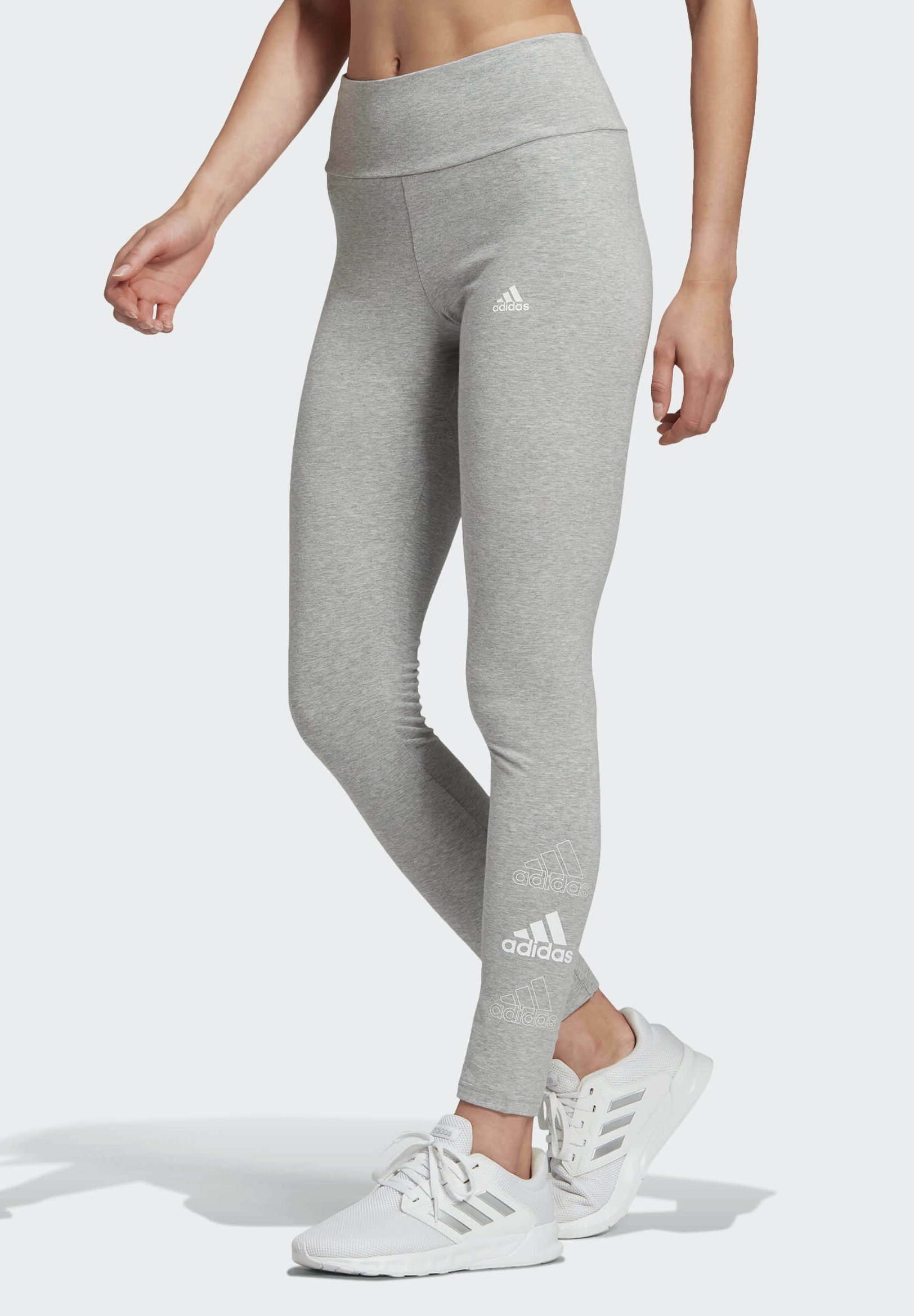 adidas Performance ADIDAS ESSENTIALS STACKED LOGO HIGH-RISE LEGGINGS -  Leggings - grey - Zalando.de
