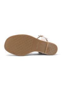 Sandalo peep-toe con tomaia in sintetico beige, cinturino alla caviglia regolabile e suola in gomma testurizzata con motivo a rombi. Taglia 37.