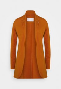 Oranssi puku takki, jossa on muotoiltu malli, sileä pinta ja lovelliset lapiot. Sisältää hienovaraisen logotunnuksen kauluksessa.