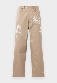 BOTANIC BEAD EMBROIDERED RELAXED PANTS - Pantaloni - beige