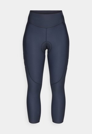 Tengerészkék leggings, rugalmas anyagból, magas derékkal, megerősített varrásokkal és kör alakú panellel a csípőn a kényelem érdekében.