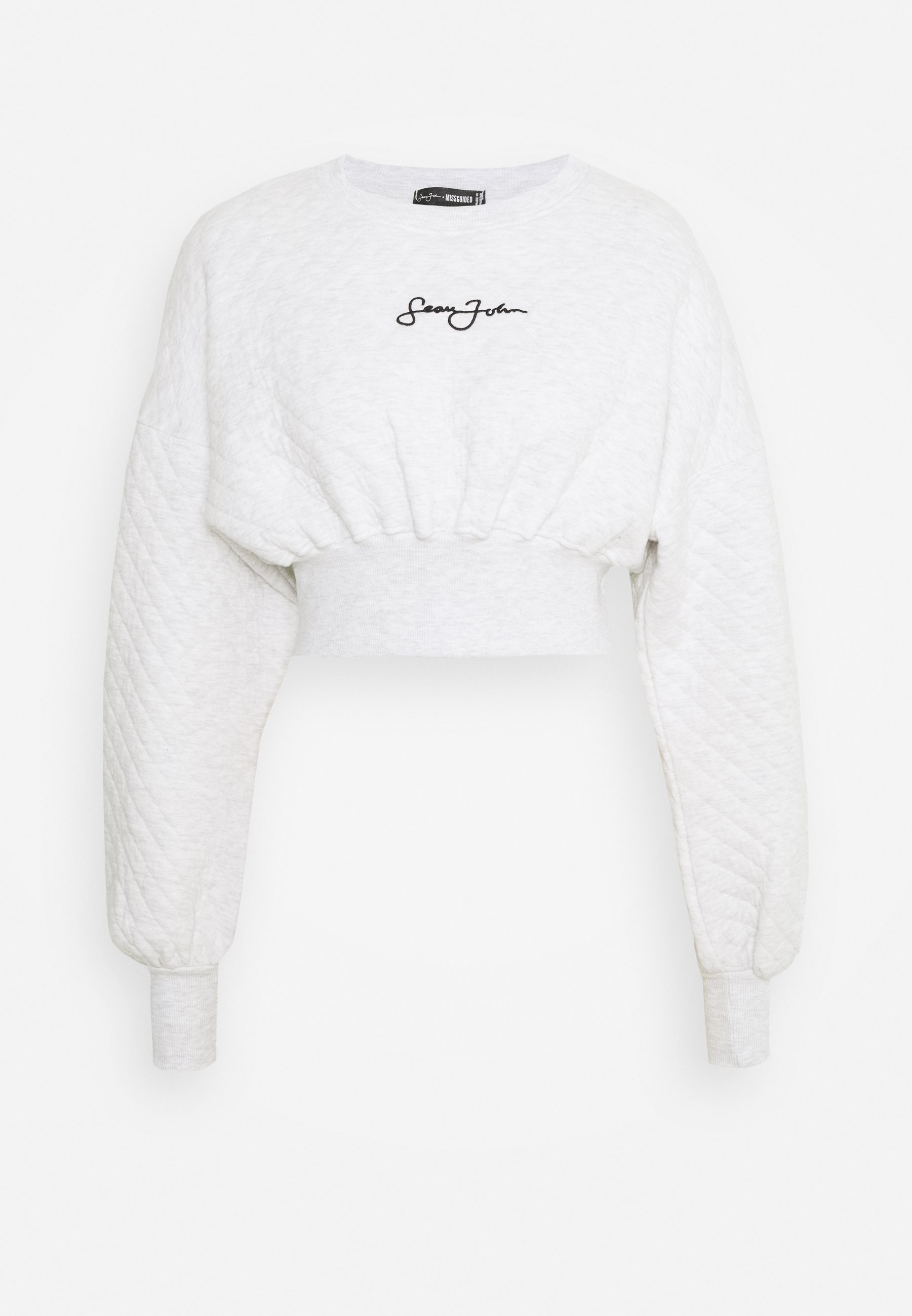 Missguided QUILTED CORSET CROP Sweater grey marlGrijs Missguided ONE SHOULDER Trui greyGrijs Zalando.nl