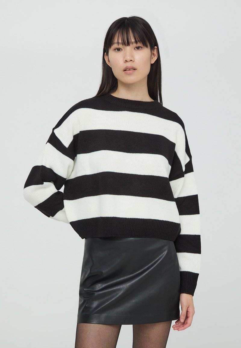 Terranova CROP A RIGHE - Maglione - nero