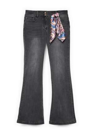 Fiorella Rubino, JEANS FLARE CON FOULARD. - Flared Jeans - grigio