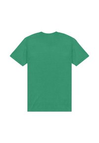 Zelené bavlněné tričko s krátkým rukávem, kulatým výstřihem a hladkou texturou. Zadní strana je jednoduchá, bez viditelných grafik nebo akcentů.
