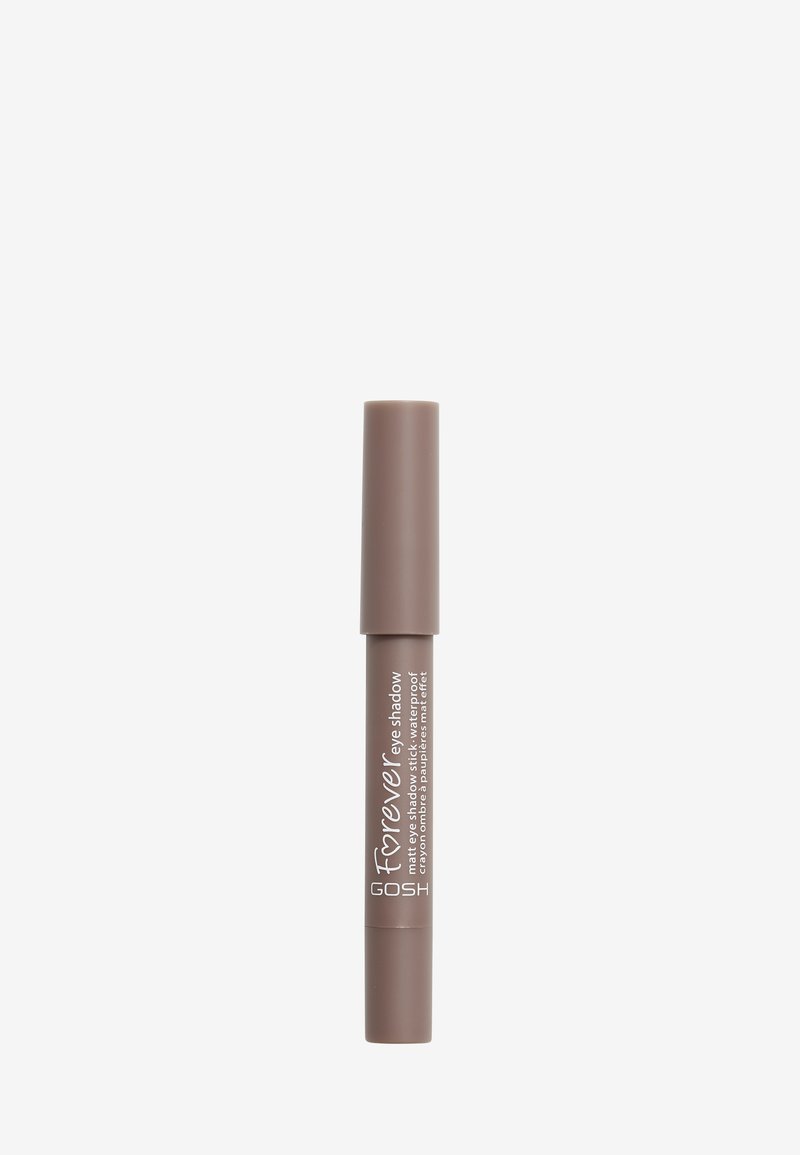Brun vandtæt øjenskyggeblyant med mat finish, der har et twist-up design og branding på cylinderen i hvid tekst.