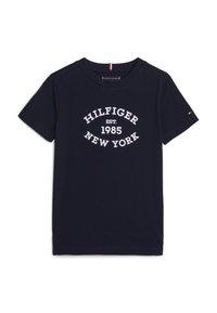 Tommy Hilfiger MONOTYPE FLOCK REGULAR TEE - Marškinėliai su spaudiniu - desert sky