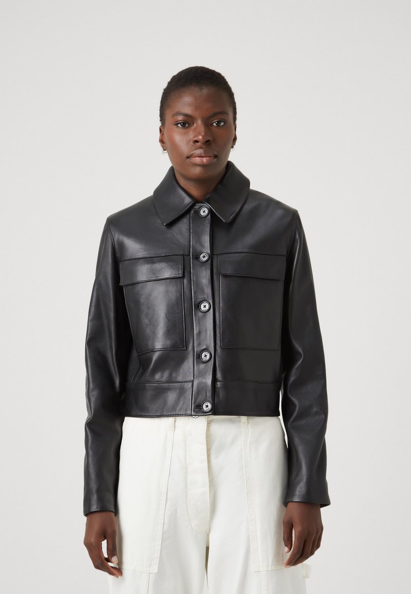 BOSS SADENIA - Nahkatakki - black/musta - Zalando.fi
