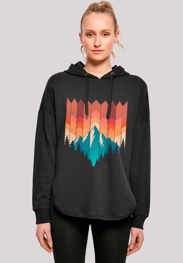 BERG SONNENUNTERGANG GEOMETRISCH - Kapuzenpullover - schwarz