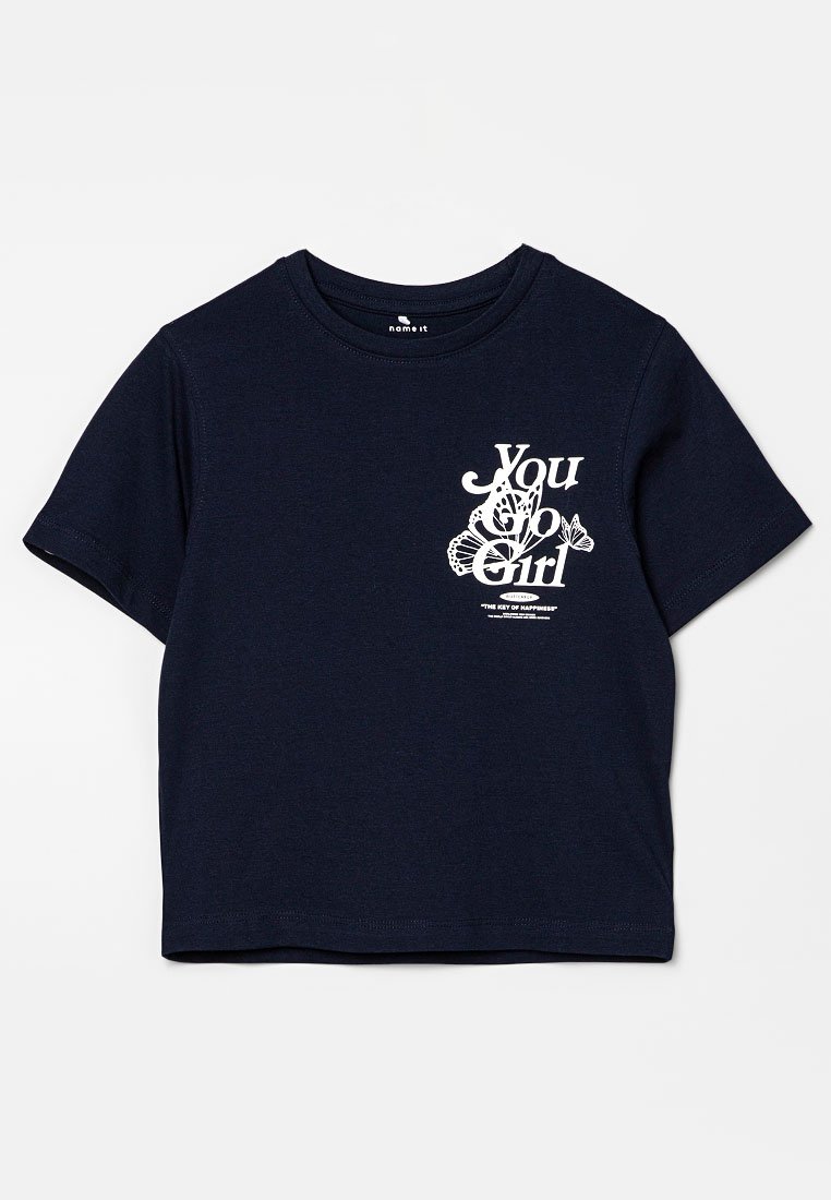 name it T-shirt print donkerblauw