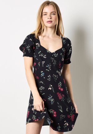 BOTANICAL FLORAL SMOCKED MINI  - Vestito casual - black