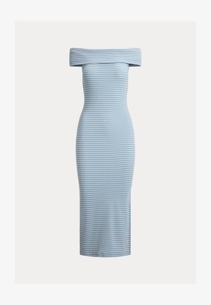 Lauren Ralph Lauren, STRIPED OFF-THE-SHOULDER MIDI DRESS - Jerseykleid - blue note/white