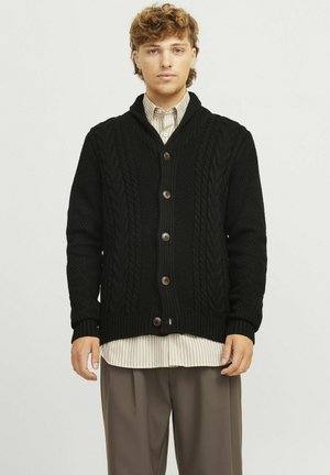 Jack & Jones CRAIG SHAWL NECK - Adīta jaka - black