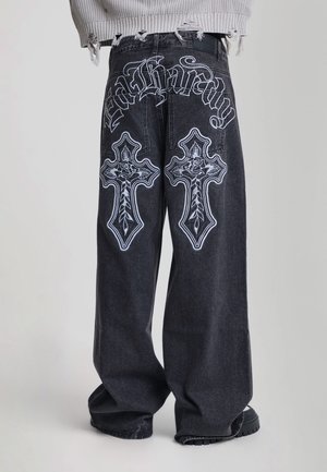 Ed Hardy, MENS GOTHIC CONTRAST CROSS XXTRA JEANS - Straight leg jeans - washed black