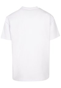 White cotton t-shirt with short sleeves, round neckline, and a simple design. Smooth texture, no patterns or accents. Back view shown.