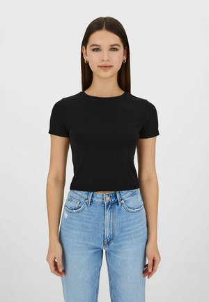 CROPPED AUS BAUMWOLLE - T-paita - black