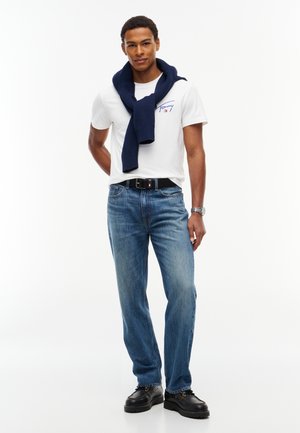 Tommy Jeans, SLIM SIGNATURE CHEST TEE UNISEX - T-shirt basic - ecru