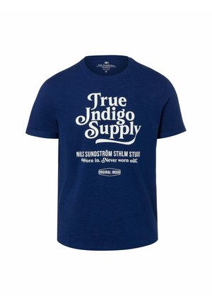 NILS SUNDSTRÖM SHIRT - T-Shirt print - indigo weiß