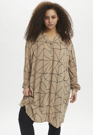Tunika - camel / black lines print