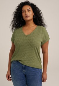 WE Fashion - OPENGEWERKT DESSIN - CURVE - Tricou cu imprimeu - green Imagine miniatură 1