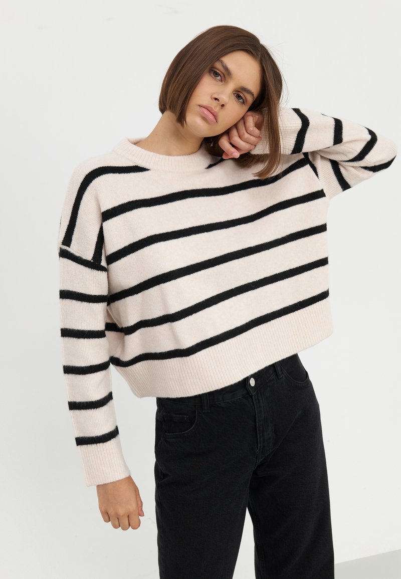 Even&Odd Strikkegenser - mottled beige/black