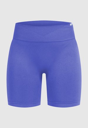 Lilla træningsshorts med en bred, ribbet talje. Fremstillet af glat, strækbart materiale; midt-til-lår længde med rene kanter.