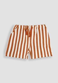 Brune og hvide stribede shorts med elastisk talje, snøre og to sidelommer. Fremstillet af blødt, åndbart stof.