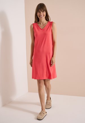 Cecil, KNEE-LENGTH JERSEY DRESS WITH V-NECK - Jerseykjole - coral
