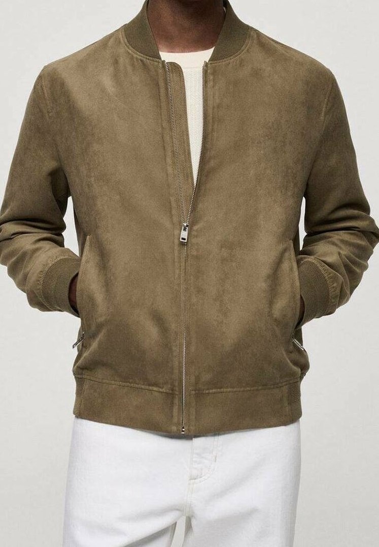 Mango Imitatieleren jas - khaki