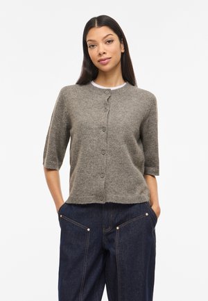VILA VILIGA O-NECK - NOOS - Cardigan - light brown/light grey