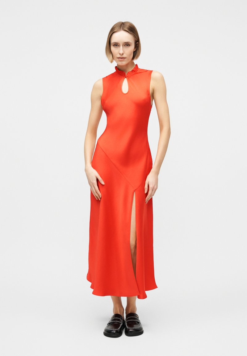 claudie pierlot orange dress Claudie Pierlot ruffled-hem Mini Dress | Orange