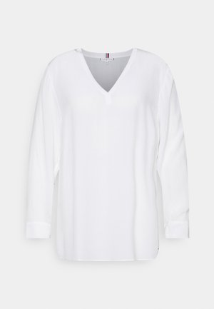 SOLID V NECK BLOUSE - Top s dlouhým rukávem - ecru