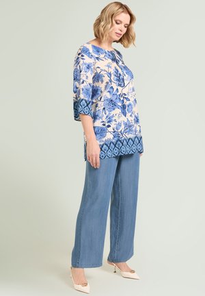 Luisa Viola, BLUSA CAFTANO STAMPATA - Bluse - blu