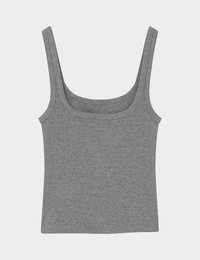 Γκρι ριμπ αμάνικη μπλούζα με τετράγωνο ντεκολτέ και μικρό λογότυπο "2NDDAY" στο κέντρο κάτω από το ντεκολτέ.