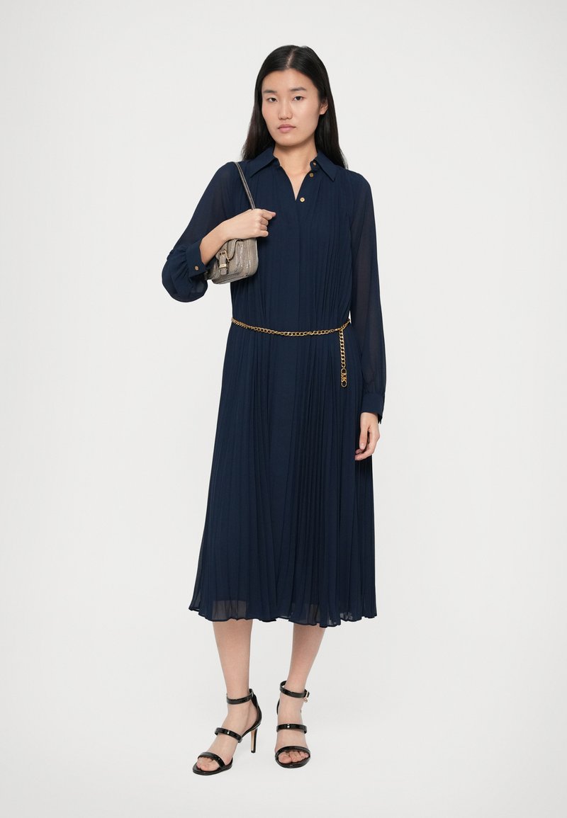 green emerald velvet dress NEW Michael Kors Blue Chiffon Cold Shoulder Gold Shimmer Dress
