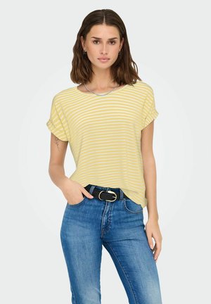 ONLMOSTER STRIPE S/S O-NECK  - T-shirt print - pale banana