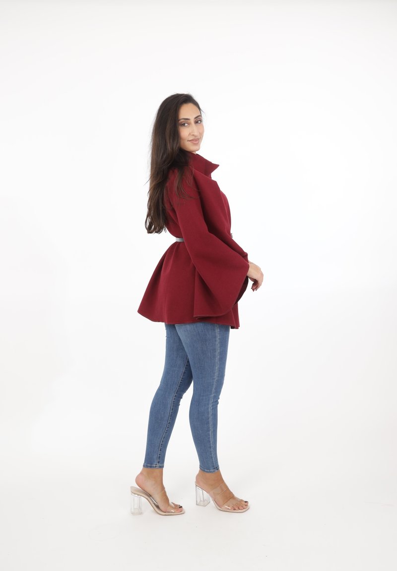 Haut Manches Cloche En Daim Rouge Bordeaux - Taille 20 - Occasion Très Bon état