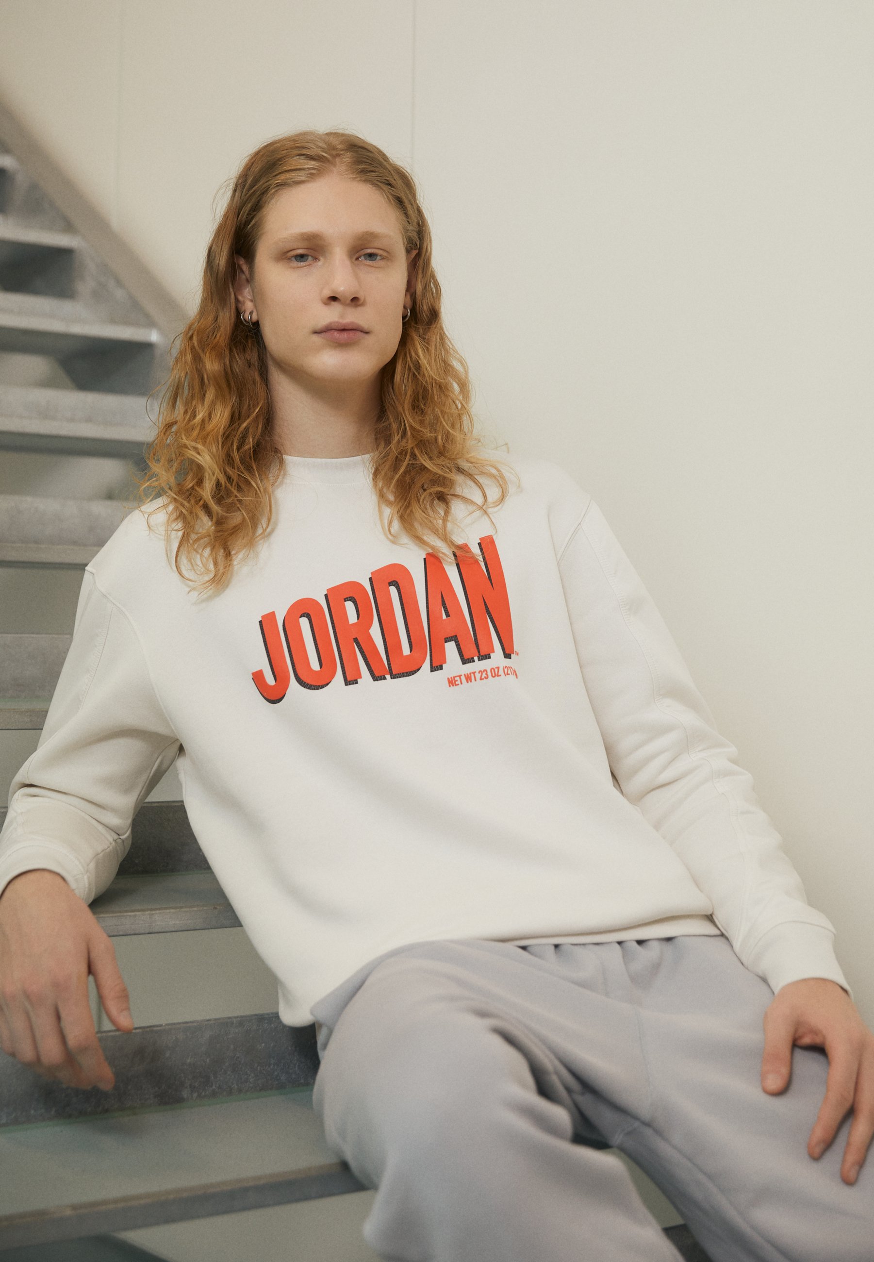 Jordan M J FLT GFX FLC CREW - Sweatshirt - phantom/rush orange/black/beige  - Zalando.de