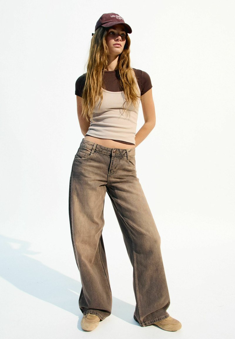 Bershka - WIDE - Wide leg - mottled dark grey, Vergroten