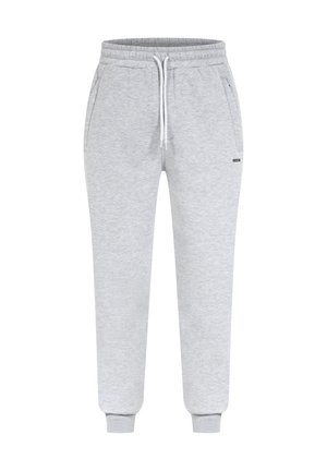 Grijze joggingbroek van een katoenmix, met een elastische tailleband met trekkoord, zijzakken en elastische enkels.