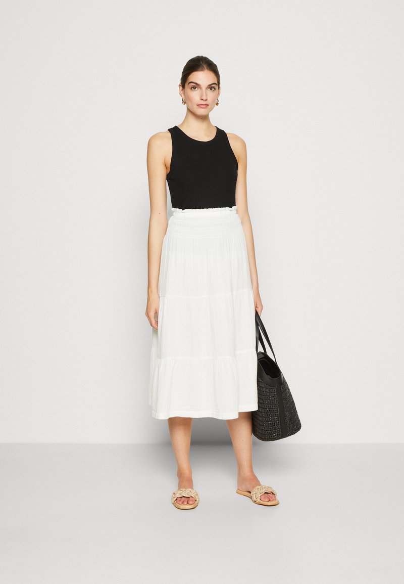 Gap Smocked Tiered Midi Skirt - A-Line Skirt - New Off White/Off-White -  Zalando.De