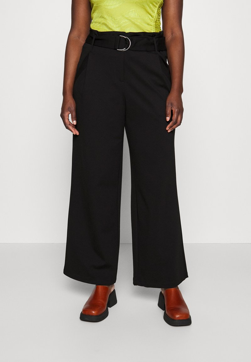 Vero Moda Curve VMBAILEY PAPERBAG WIDE BELT - Παντελόνι - black