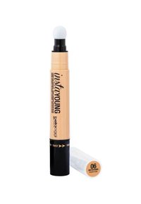 Penna correttore a torsione con applicatore in schiuma arrotondato, corpo beige, base e cappuccio neri. L'etichetta riporta "instayoung" e la tonalità "06 Desert Dune."