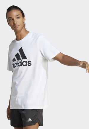 adidas Sportswear ESSENTIALS SINGLE BIG - Potiskana majica - white