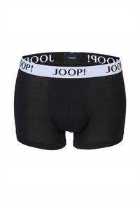 Boxer neri con un elastico bianco in vita recante il logo "JOOP!". Realizzati in materiale morbido, progettati con una forma aderente e una comoda sacca.