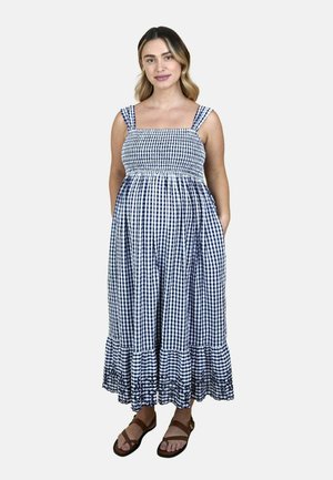 MATERNITY FIT - SHIRRING GINGHAM MATERNITY MIDI - Denné šaty - navy blue
