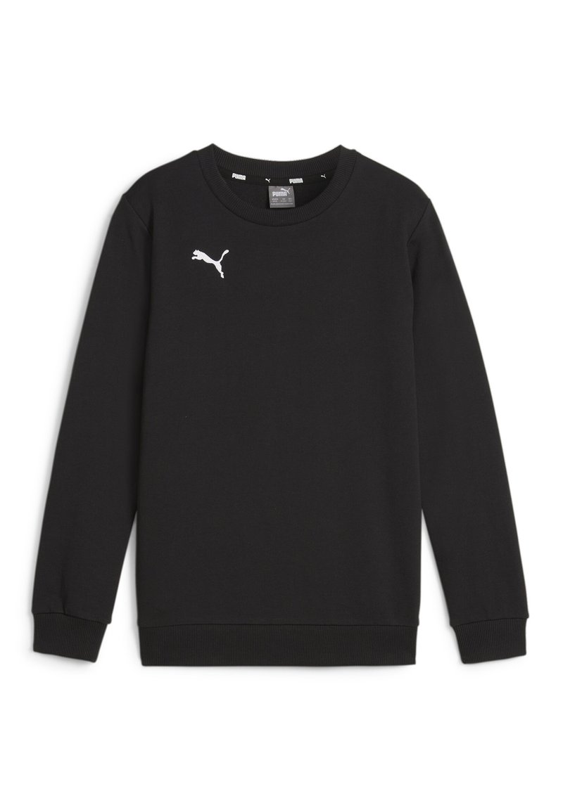 Felpa nera in cotone misto con collo rotondo, maniche lunghe e polsini a coste. Presenta un piccolo logo Puma bianco sul petto.